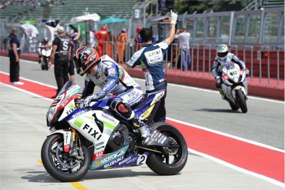 Camier in the pits at Imola