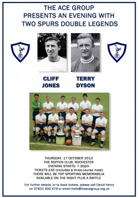 Flyer A4 Cliff Jones & Terry Dyson with Spurs logo left & right